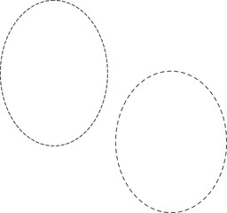 黒い楕円のフレーム。　点線　セット　広いテキストスペース。