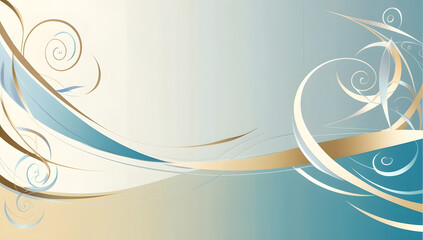 Sacred Silhouette in Motion: Beigish to Aquamarine Abstract Background with Sparkling Ornaments