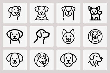 Fototapeta premium Cute dog line art logo designs for branding use