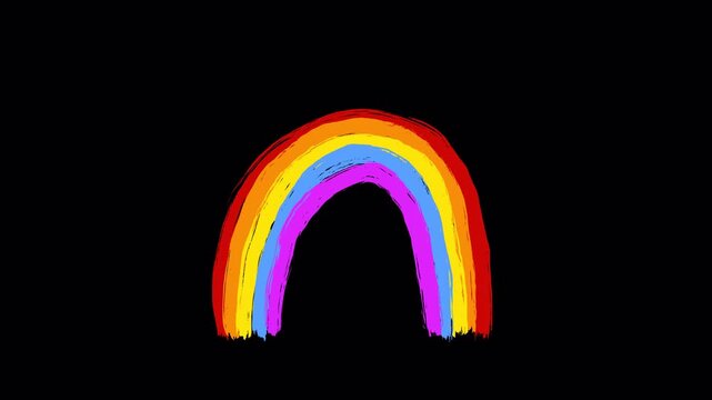 Hand Drawn Rainbow Animations Pack 2D with Alpha Channel | Cute Colorful Doodle Rainbow Hand-Drawn Motion Elements on Transparent Background for Overlay