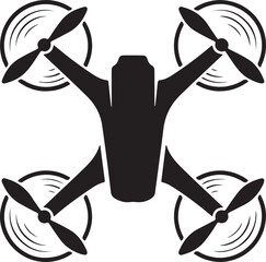 Quadcopter Drone Silhouette Icon &ndash; Black UAV Aerial Technology Vector
Flying Drone Top View Silhouette &ndash; Modern Quadcopter Logo Design
Aerial Drone Silhouette Illustration &ndash; Clean Black UAV Symbol