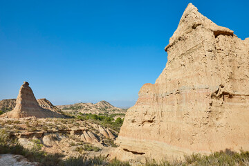 Picturesque badlands in Los Monegros. Tozal Los Pedregales. Jubierre, Huesca