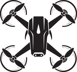 Quadcopter Drone Silhouette Icon &ndash; Black UAV Aerial Technology Vector
Flying Drone Top View Silhouette &ndash; Modern Quadcopter Logo Design
Aerial Drone Silhouette Illustration &ndash; Clean Black UAV Symbol