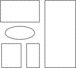 点線で作った長方形。楕円形。黒い線。枠線として使いやすいフレームセット。