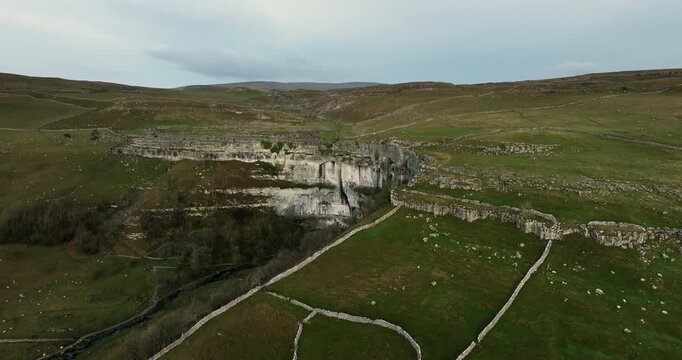 Malham cove on cloudy morning
