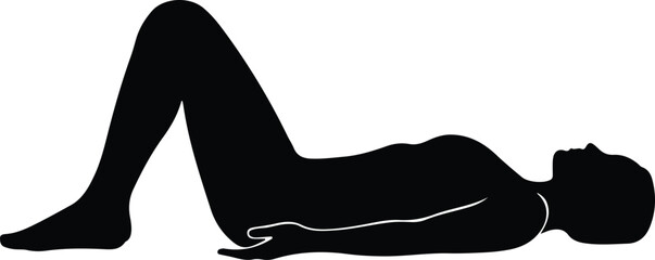 Silhouette of a person lying down on their back in a relaxed pose illustration vector © Tamjida Alam