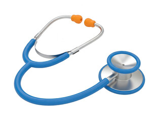 A blue and orange stethoscope on a white background, essential for medical diagnostics isolated on transparent background