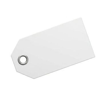 Blank white tag with metal grommet isolated on transparent background
