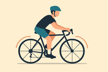 Fototapeta premium Cyclist Riding a Bike - Focused on Health and Fitness.
