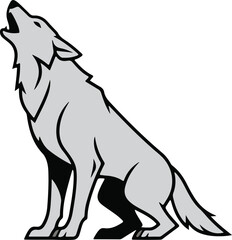 Fototapeta premium Howling wolf silhouette vector for nature logos and vinyl decals