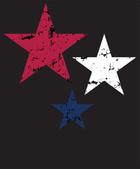 Obraz premium Distressed American Stars in Red White and Blue on Black Background 