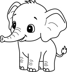 Obraz premium Hand Drawn Vector Illustration of a Cute Cartoon Baby Elephant Outline for Kids Coloring Book and Educational Materials
