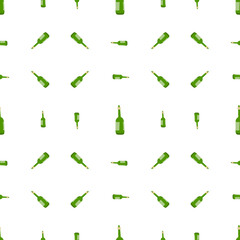 Seamless Pattern of Green Bottles