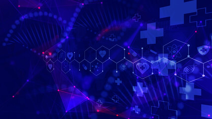 Fototapeta premium Digital DNA background of plexus lines environment and healthcare concept