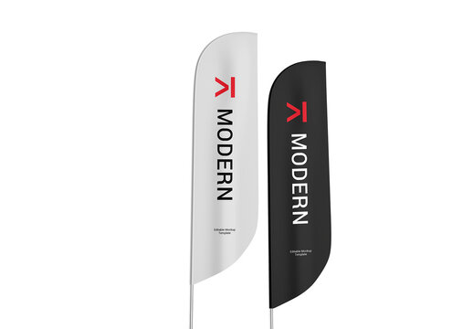 Feather Flag Mockup Set Template