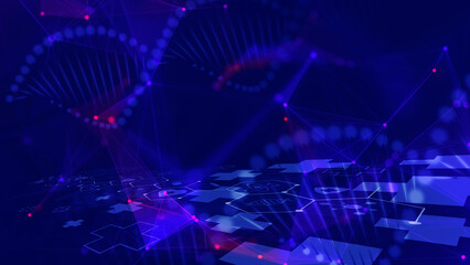 Obraz premium Digital DNA background of plexus lines environment and healthcare concept