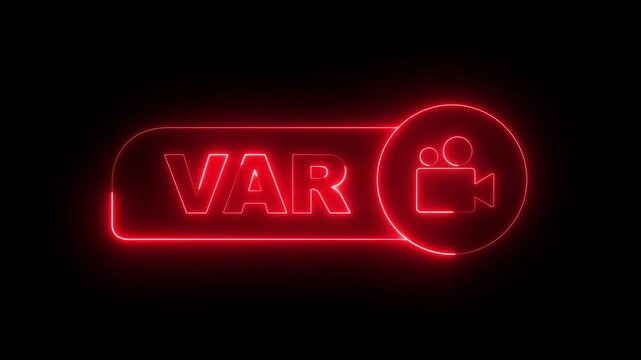 glowing neon football VAR System icon on the TV screen. Video Assistant Referee. Football, Soccer VAR System icon with Computer Illustration. designed for football technology and match analysis.