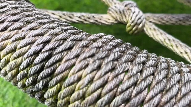 The thick twisted rope moved slowly back and forth.