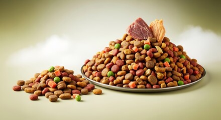 Premium dry pet food kibble with fresh meat, ensuring a healthy and balanced diet for beloved companions