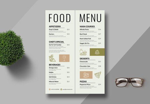 Minimal Food Menu Template Layout