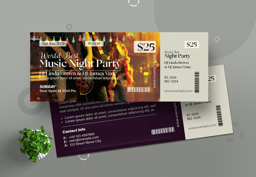 Modern Music Festival Events Ticket Template