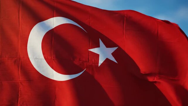 Turkish flag waving in the wind