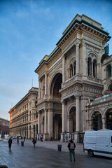 Exterior Facade of Galleria Vittorio Emanuele II at Piazza del Duomo Milan