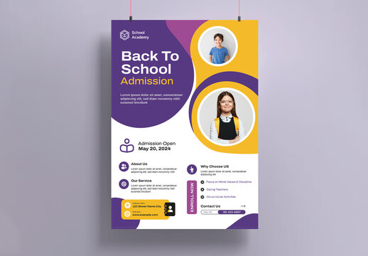 Back To School Admission Poster Template