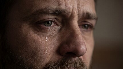 Obraz premium Emotional man crying indoor setting portrait photography intimate environment close-up view raw feelings
