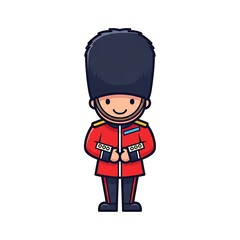 Cartoon British Guard Illustration on White.