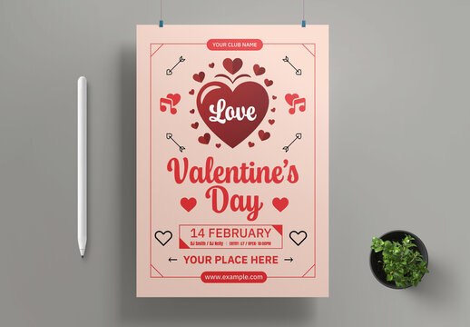 Valentines Day Party Flyer Template Design