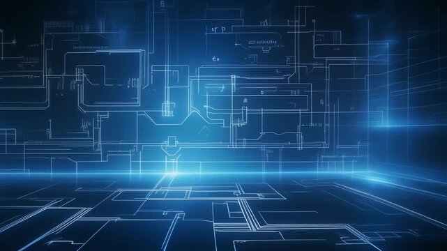 Processor CPU with glowing neon frame on circuit board. Digital AI chip tech semiconductor pattern. Big data backdrop. Technology artificial intelligence innovation web banner - vector