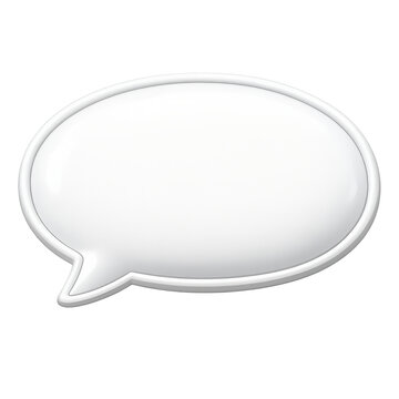 Picto bulle de dialogue 3D blanc &agrave; bords arrondis &ndash; Ic&ocirc;ne de message, chat et communication moderne