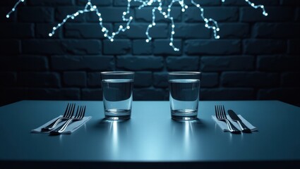 Two glasses and utensils on a table
