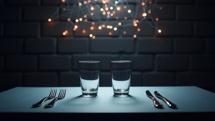 Elegant table setting with glasses and utensils