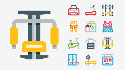 Gym Equipment and Training Icons Set
