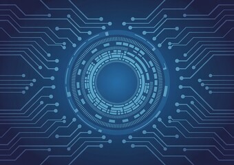 Obraz premium Advanced Technology Circuit Board Concept with Blue Glow