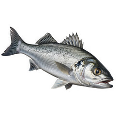 Fototapeta premium Large silver fish with whiskers and detailed scales facing left isolated on a transparent background