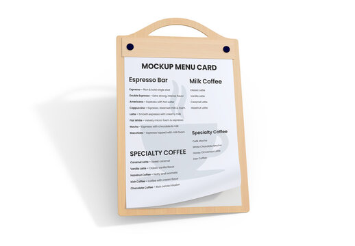 Cafe and Restaurant Menu Card Mockup