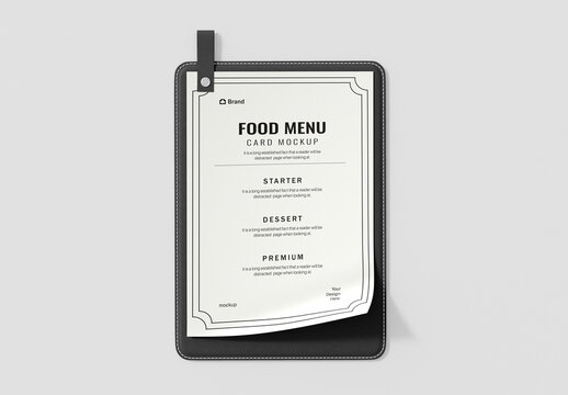 Menu Card Mockup with Leather Background