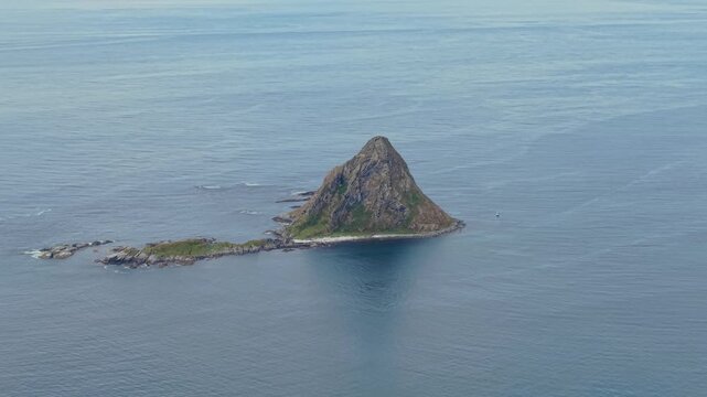 Bleiksoya Island Surrounded By The Calm Sea In Andoya, Andoy Municipality of Nordland, Norway. - wide shot