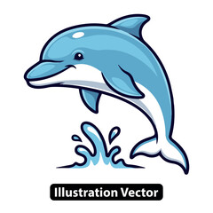 Fototapeta premium Dolphin jumping out of water, a playful marine mammal illustration from a side viewpoint