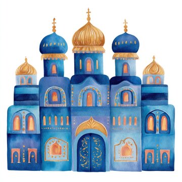 Watercolor cartoon iconostasis isolated on white background for religious art and design