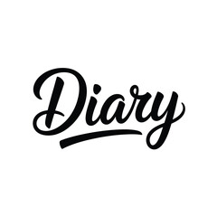 Naklejka premium The word 'Diary' is displayed in elegant cursive lettering on a white background.
