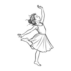 Baile típico español. Dibujo con líneas de niña bailarina de flamenco © teracreonte