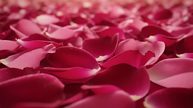 A close-up view of a sea of rose petals filling the frame with soft pink hues and delicate textures