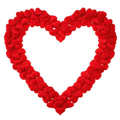 Red heart shaped flower arrangement isolated on transparent background