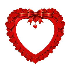 Heart-shaped wreath with bow isolated on transparent background
