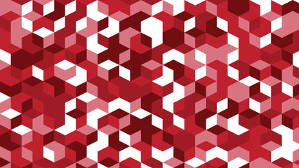 Modern Red and White Abstract Isometric Geometric Cube Pattern Background