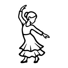 Obraz premium Baile típico español. Dibujo con líneas de niña bailarina de flamenco